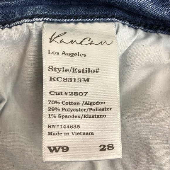 KanCan Women's Size 9/28 Mid Rise Distressed Blue Stretch Denim Skinny Jeans - Picture 12 of 13